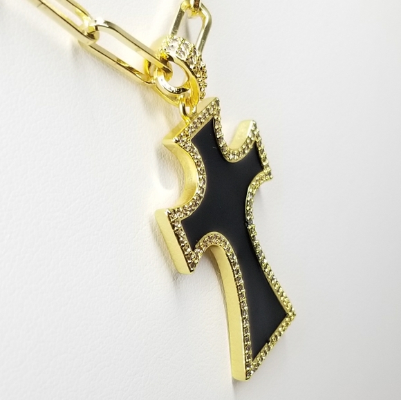 NWT Enamel Cross Pave CZ Pendant Charm NEW - Picture 7 of 8